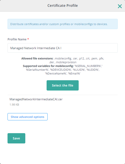 Cloudpath - iOS SCEP enrollment via Mosyle Manager Premium