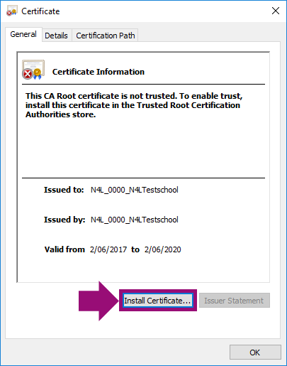 how to install certificate on windows 10 command line