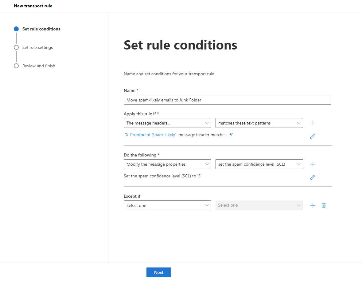 Creating custom rules for the new Microsoft 365 portal