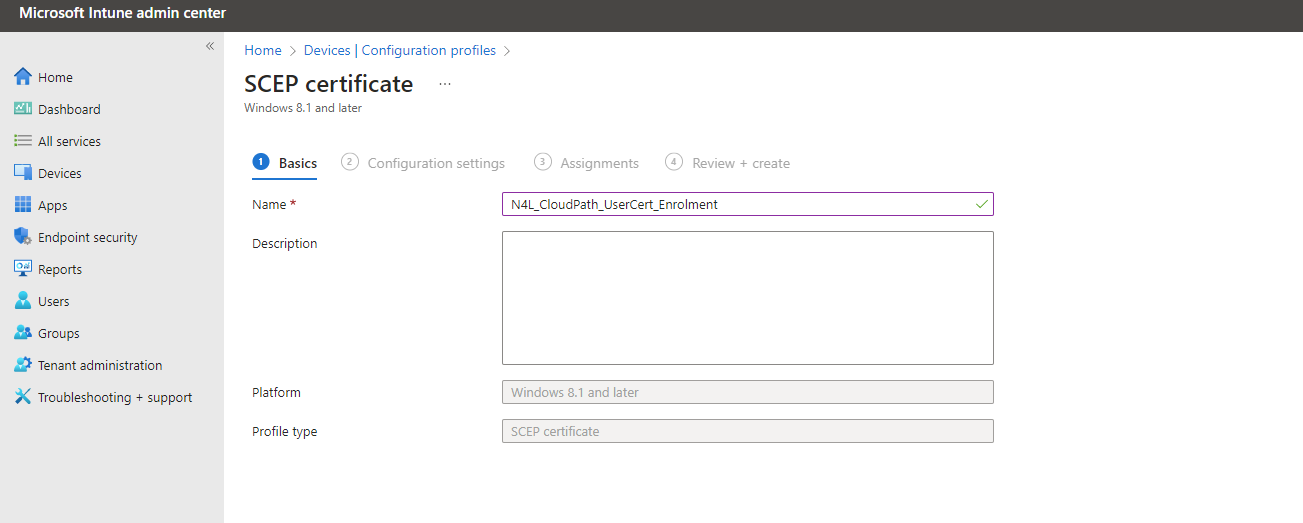 Cloudpath SCEP enrolment via Microsoft Intune